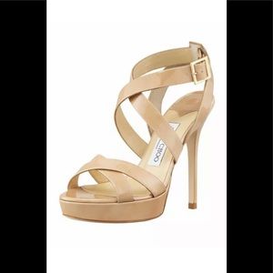 Jimmy Choo Nude Vamp Crisscross Heels